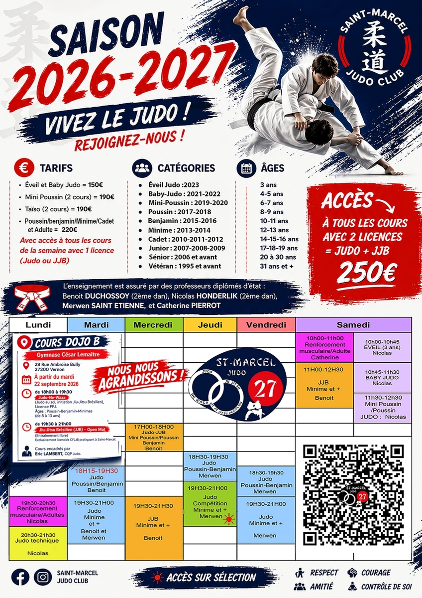 COURS SAISON 2026 - 2027 - REPRISE LE 07 SEPTEMBRE