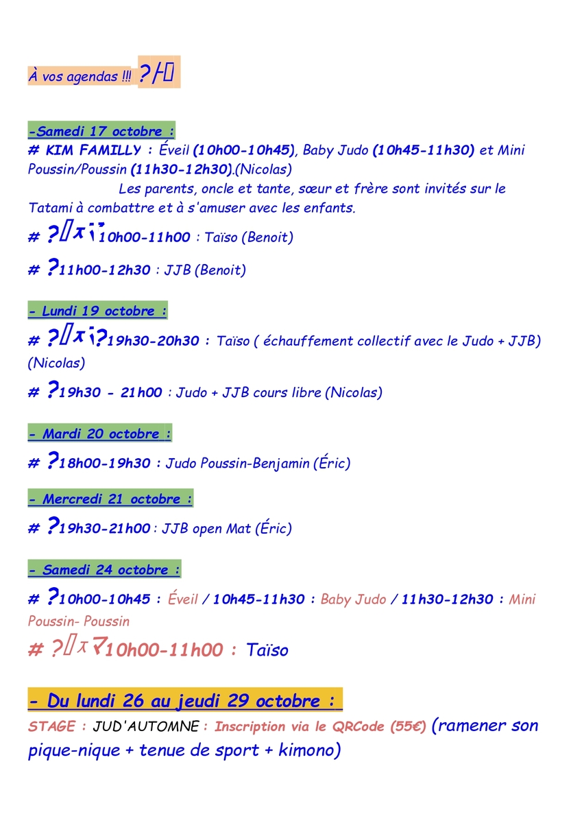 PROGRAMME VACANCES D'AUTOMNE