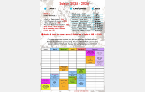 Horaires Saison 2025-2026