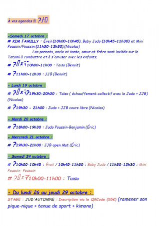 PROGRAMME VACANCES D'AUTOMNE