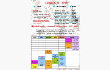 Horaires Saison 2025-2026