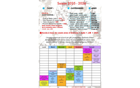 Horaires Saison 2025-2026