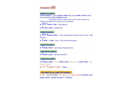 PROGRAMME VACANCES D'AUTOMNE